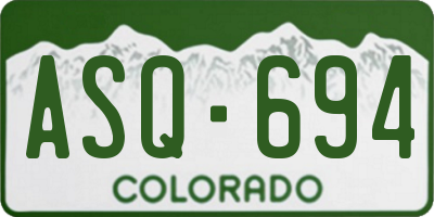 CO license plate ASQ694