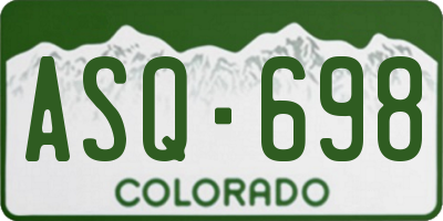 CO license plate ASQ698