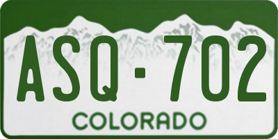 CO license plate ASQ702