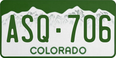 CO license plate ASQ706