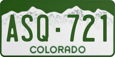 CO license plate ASQ721