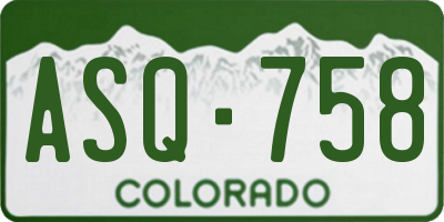 CO license plate ASQ758