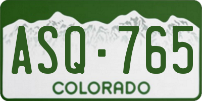 CO license plate ASQ765
