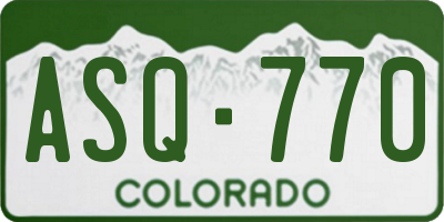 CO license plate ASQ770