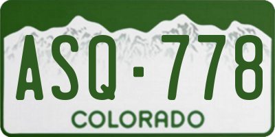 CO license plate ASQ778