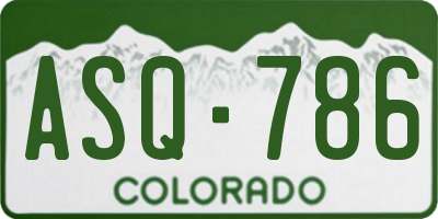 CO license plate ASQ786