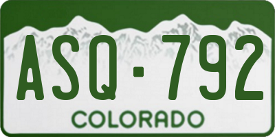 CO license plate ASQ792
