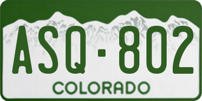 CO license plate ASQ802