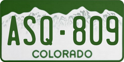 CO license plate ASQ809
