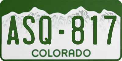 CO license plate ASQ817
