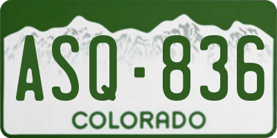 CO license plate ASQ836
