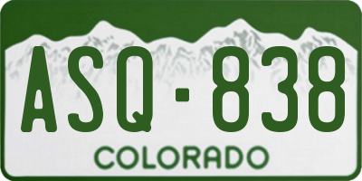CO license plate ASQ838