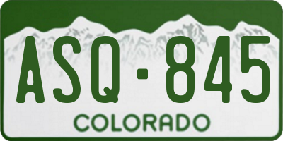 CO license plate ASQ845