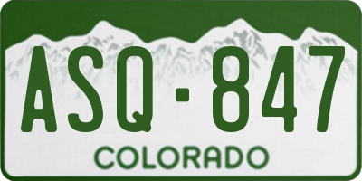CO license plate ASQ847