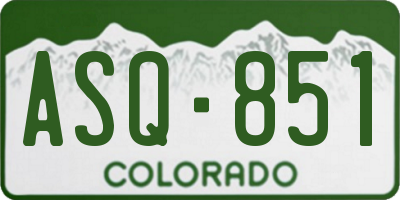 CO license plate ASQ851