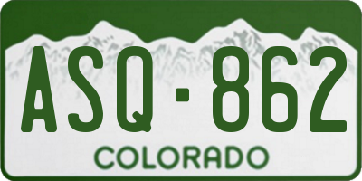 CO license plate ASQ862