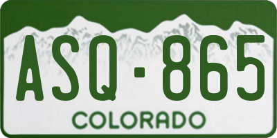CO license plate ASQ865