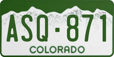 CO license plate ASQ871