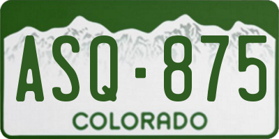 CO license plate ASQ875