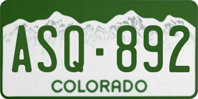 CO license plate ASQ892