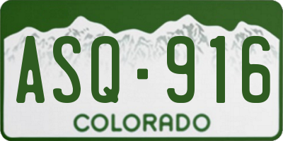 CO license plate ASQ916