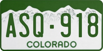 CO license plate ASQ918