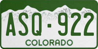 CO license plate ASQ922