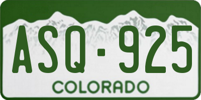 CO license plate ASQ925