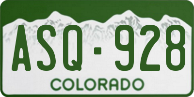CO license plate ASQ928