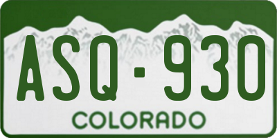 CO license plate ASQ930