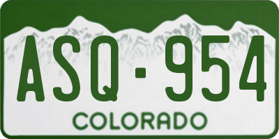 CO license plate ASQ954