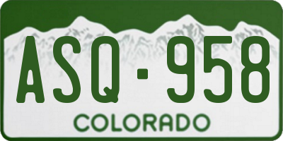 CO license plate ASQ958