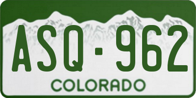 CO license plate ASQ962