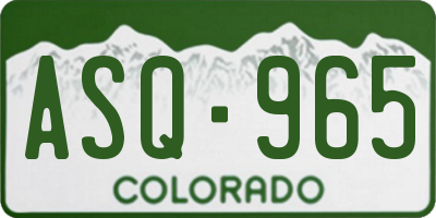CO license plate ASQ965