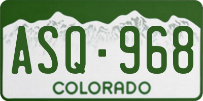 CO license plate ASQ968