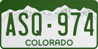 CO license plate ASQ974