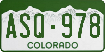 CO license plate ASQ978
