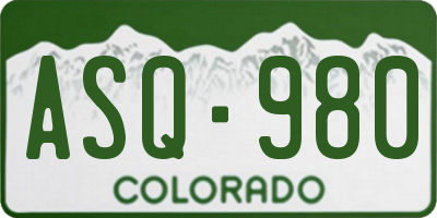CO license plate ASQ980