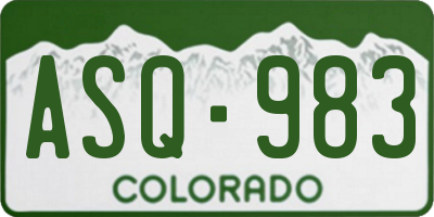 CO license plate ASQ983