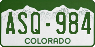 CO license plate ASQ984