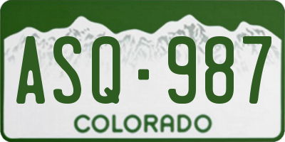 CO license plate ASQ987