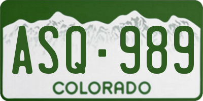 CO license plate ASQ989