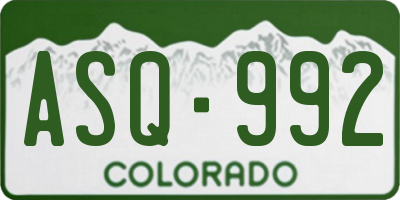 CO license plate ASQ992