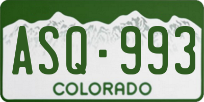 CO license plate ASQ993
