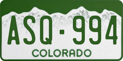 CO license plate ASQ994