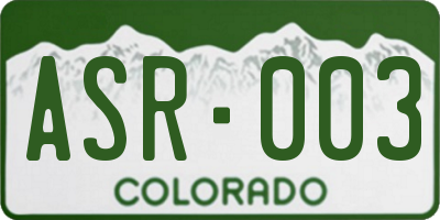 CO license plate ASR003