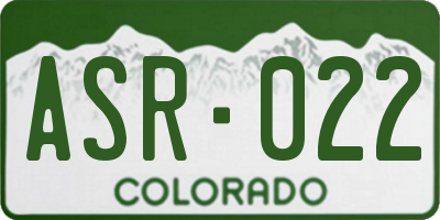 CO license plate ASR022