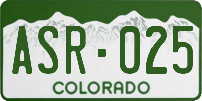 CO license plate ASR025