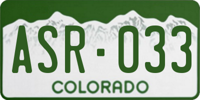 CO license plate ASR033