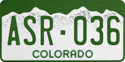 CO license plate ASR036